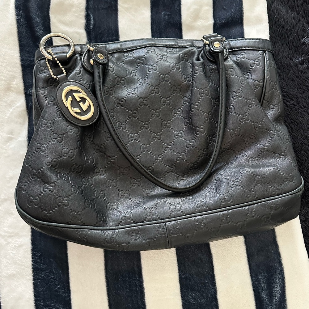 Gucci Black Monogram Shoulder Bag